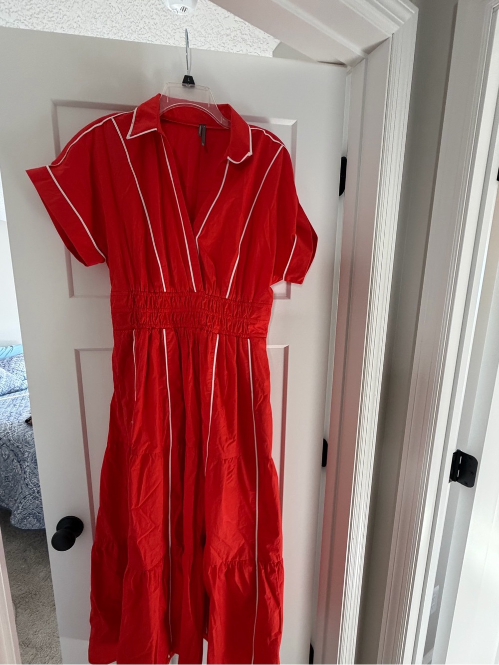 Anthropologie Orange Maxi Dress with White Piping
